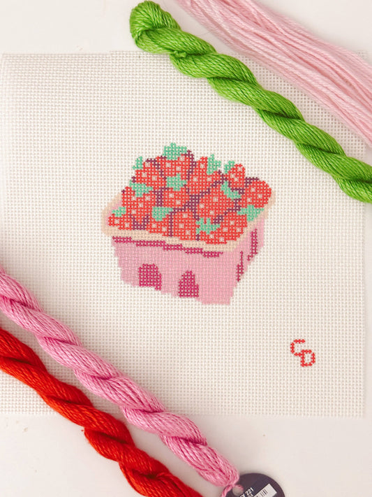 Strawberry Basket Needlepoint Canvas | 13 Mesh