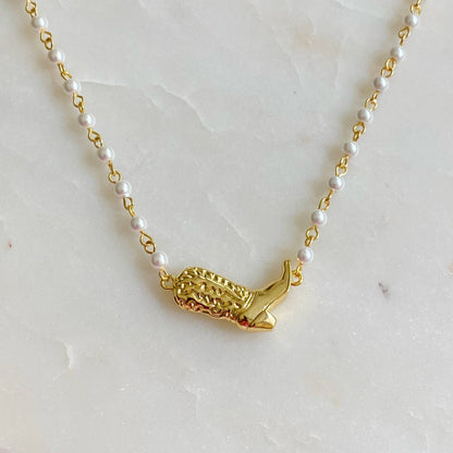 Cowgirl Boot Pearl Chain Necklace | 18K Gold Plated
