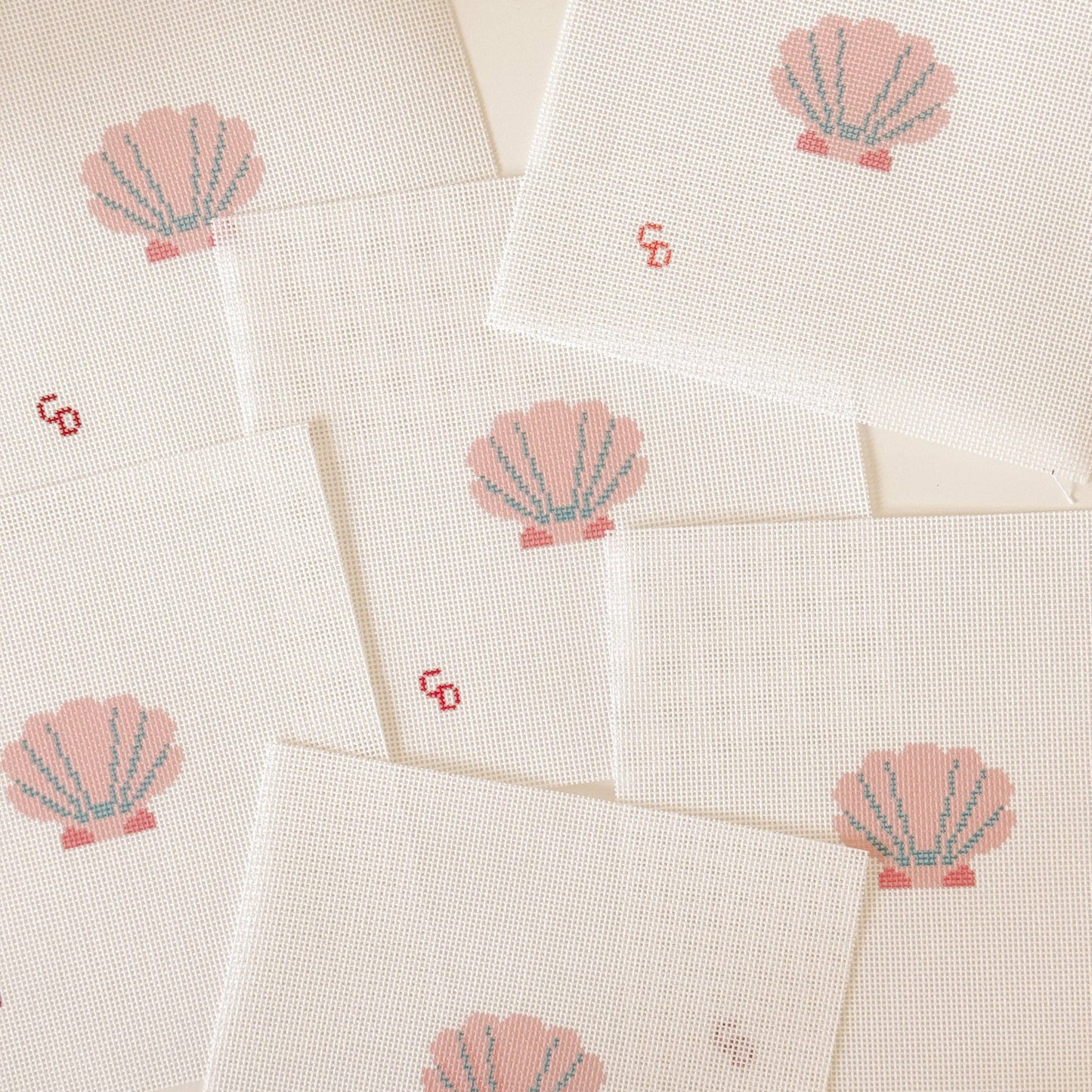 Mini Pink Seashell Needlepoint Canvas | 18 Mesh