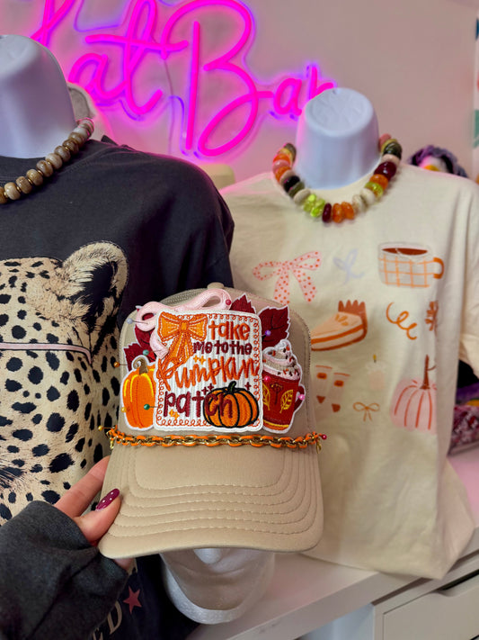 Pumpkin Patch Khaki Premade Trucker Hat | Adult