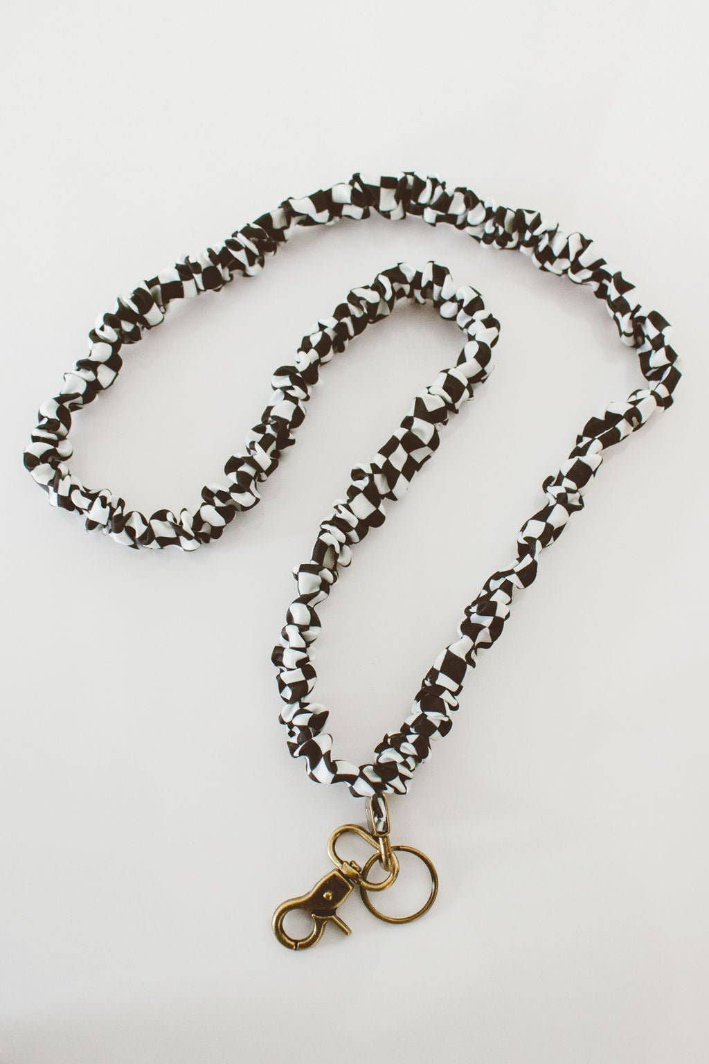 Black Checkered Scrunchie Lanyard