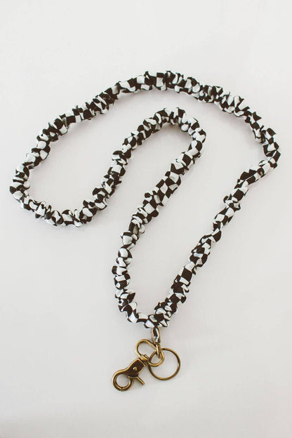 Black Checkered Scrunchie Lanyard