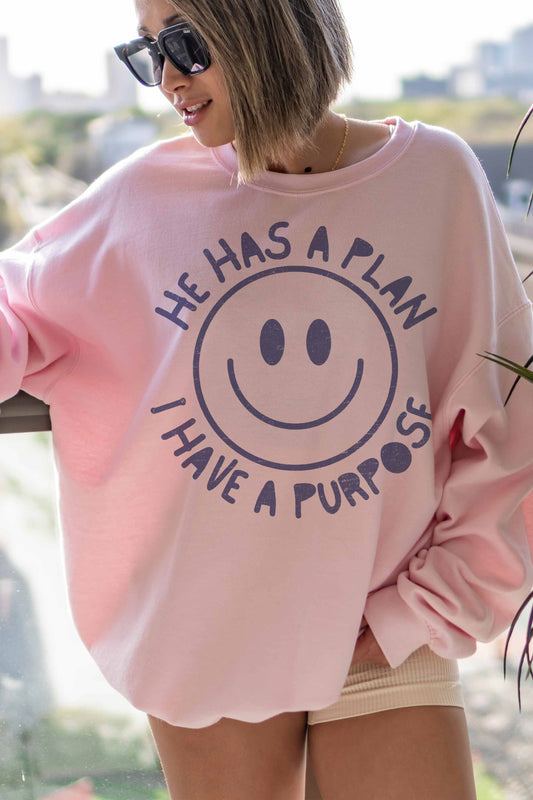 HE HAS A PLAN Oversized Crewneck