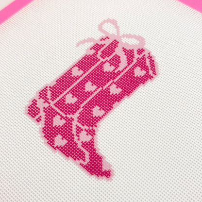Coquette Cowgirl Boot Needlepoint Canvas | 18 Mesh