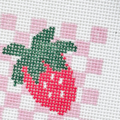 Strawberry Checkered Needlepoint Canvas | 18 Mesh