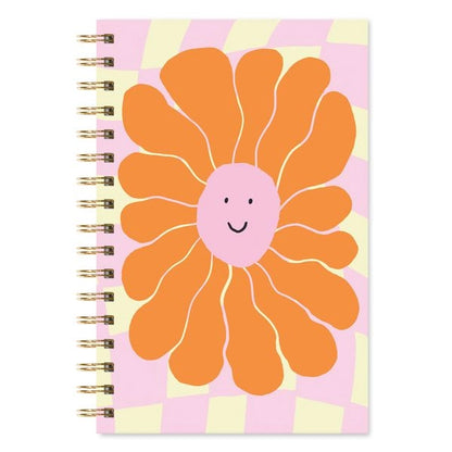 Flower Checkered Happy Face Notebook