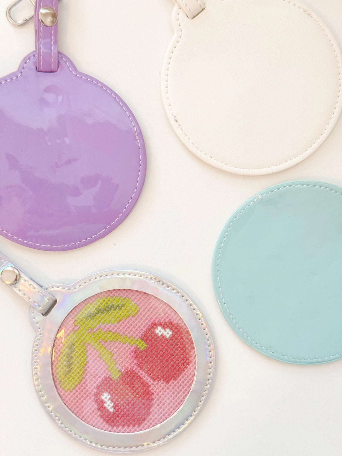 Needlepoint Self Finishing 3” Round Bag Tag