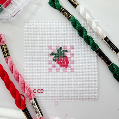 Strawberry Checkered Needlepoint Canvas | 18 Mesh