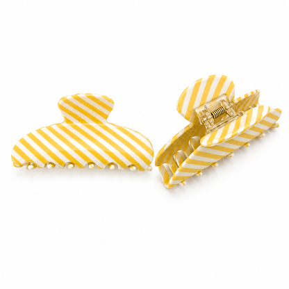 Yellow Striped Hair Claw Clip – Medium Hold