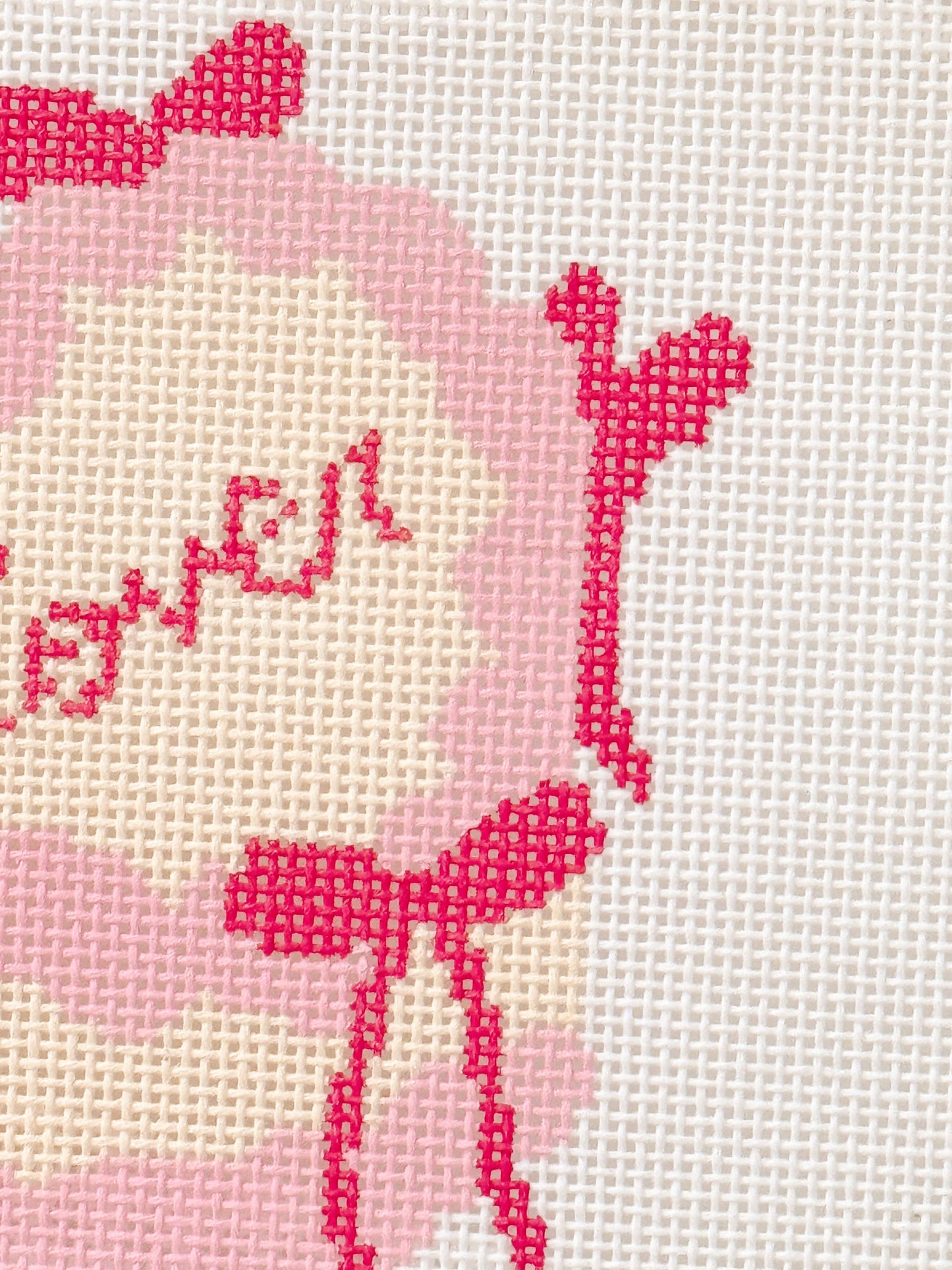 Coquette Bow Heart Cake Needlepoint Canvas | 18 Mesh