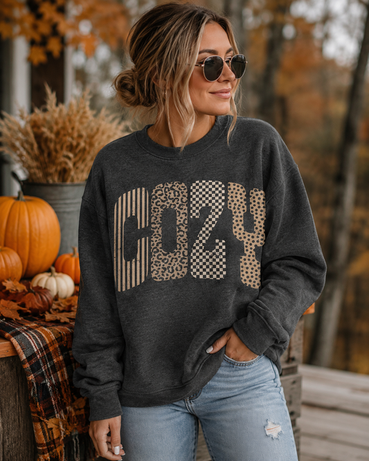 Cozy Pattern Crewneck Sweatshirt | (M-3XL)