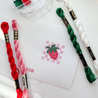 Strawberry Checkered Needlepoint Canvas | 18 Mesh
