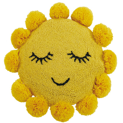 Sunshine Throw Pillow w/Pom Poms