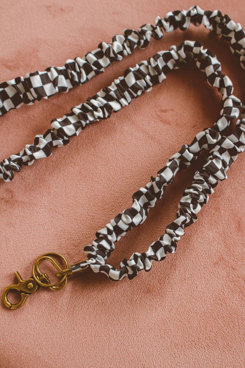 Black Checkered Scrunchie Lanyard