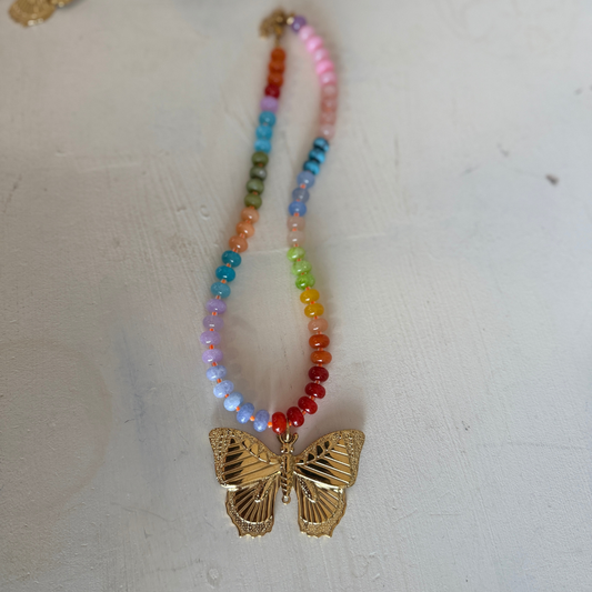 Colorful Butterfly Glass Beaded Necklace | PREORDER!!