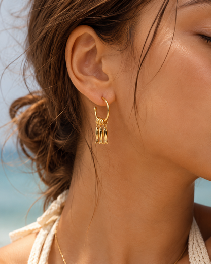 Fish Beaded Hoop Earrings | Gold