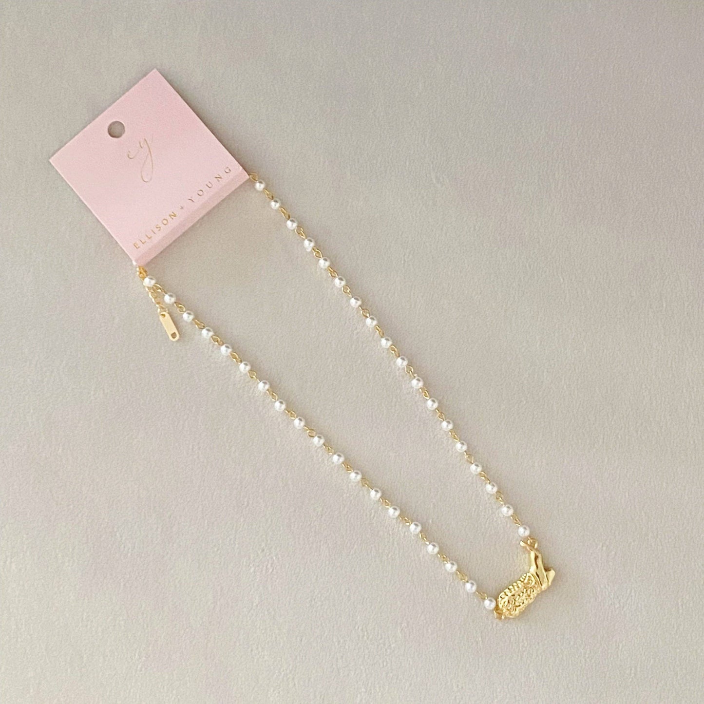 Cowgirl Boot Pearl Chain Necklace | 18K Gold Plated