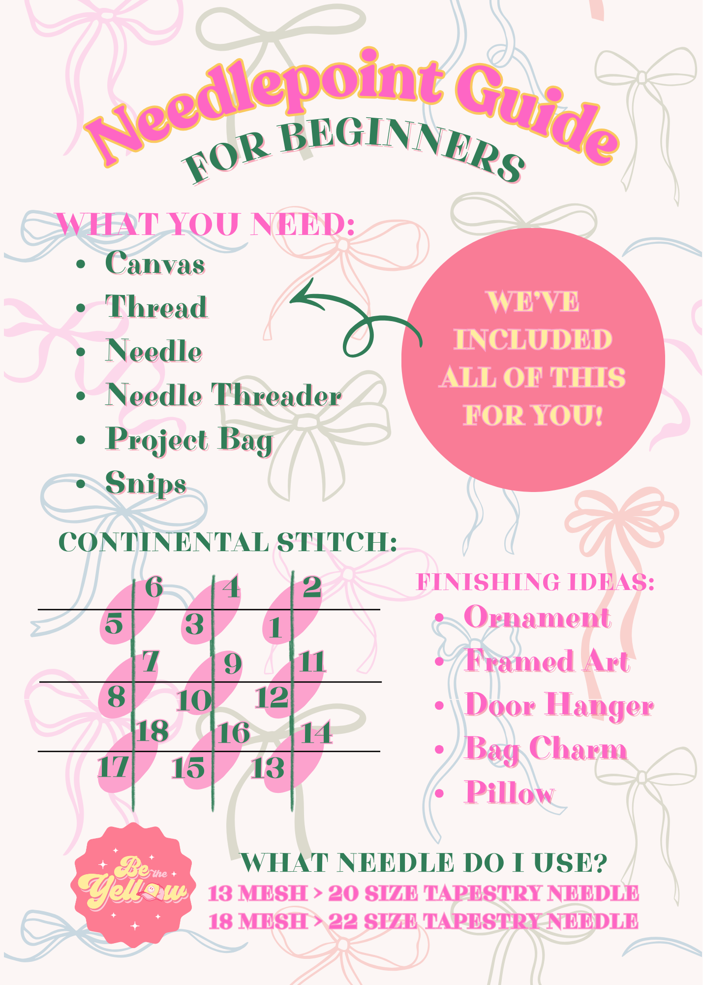 Beginner Needlepoint Canvas Kit by BTY | 13 Mesh