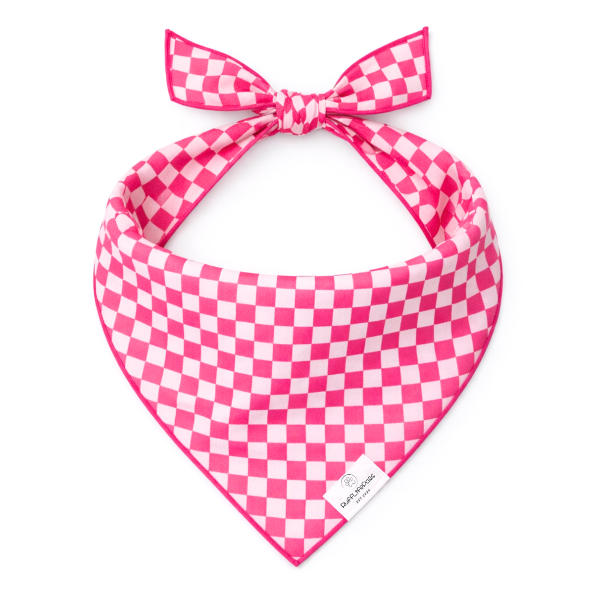 Hot Pink Checkered Dog Bandana