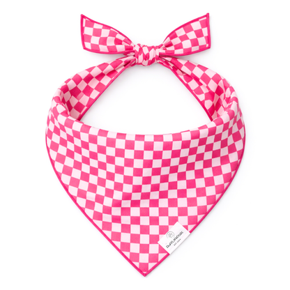Hot Pink Checkered Dog Bandana