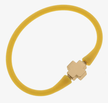 Bali 24K Gold Plated Cross
Bead Silicone Bracelet