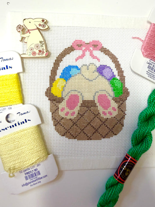 Bunny Egg Basket Needlepoint Canvas by BTY | 18 Mesh