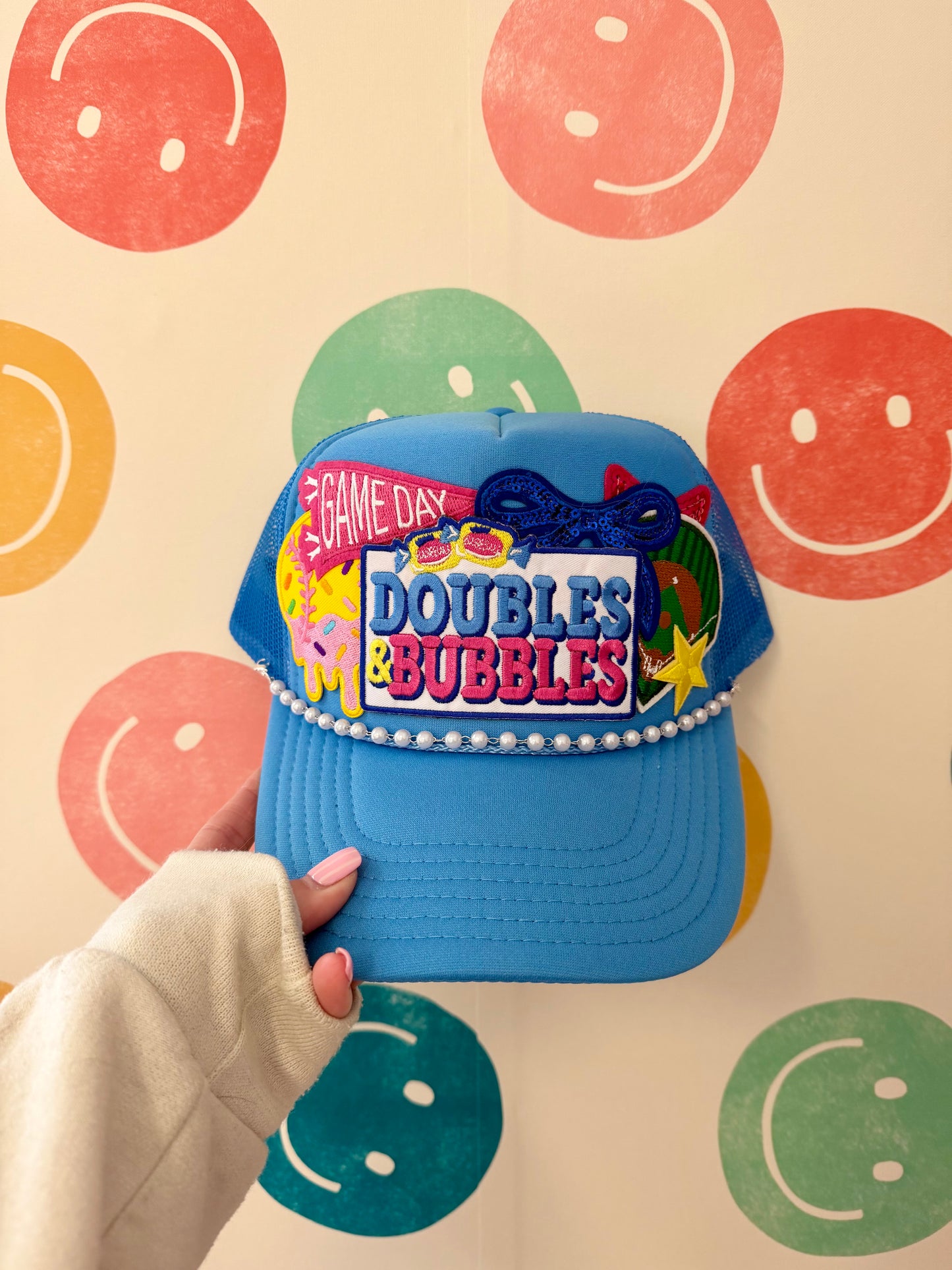 Softball Doubles & Bubbles Patch Trucker Hat | Adult