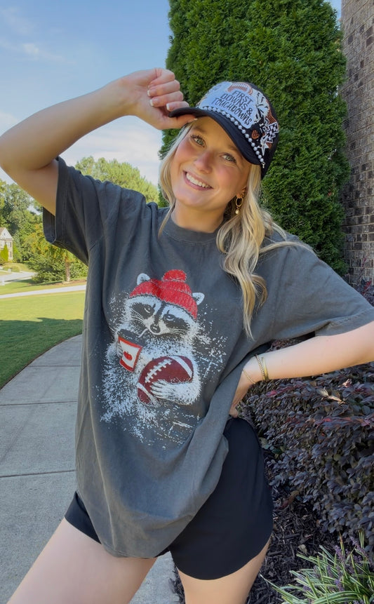 Football & Fall Racoon T-Shirt | (M-2XL)