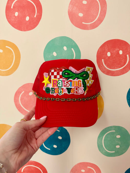 Raising Believers Red Patch Trucker Hat | Adult