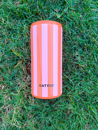 Pink and Orange Striped Insulated Drink Sleeve | 12 Oz. Slim Can