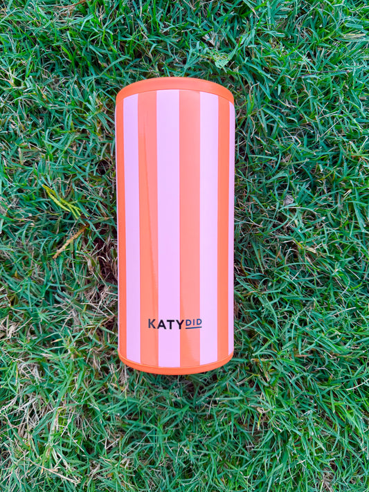 Pink and Orange Striped Insulated Drink Sleeve | 12 Oz. Slim Can