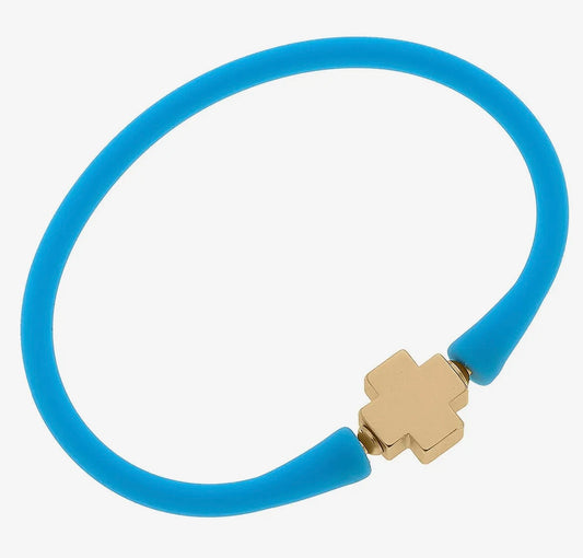 Bali 24K Gold Plated Cross
Bead Silicone Bracelet