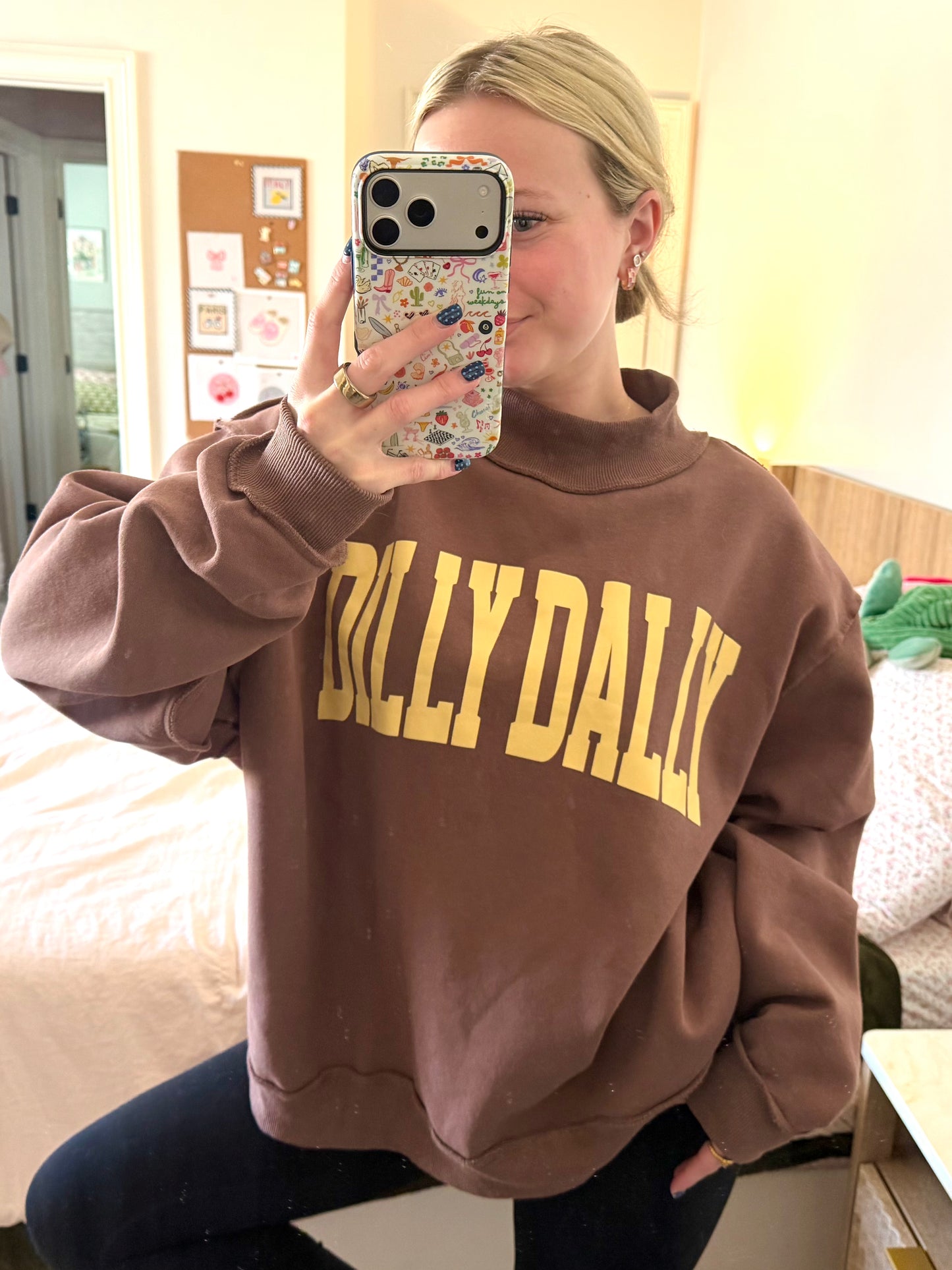 Brown/Yellow One-Sided Dilly Dally Oversized Mockneck | (S-XL)