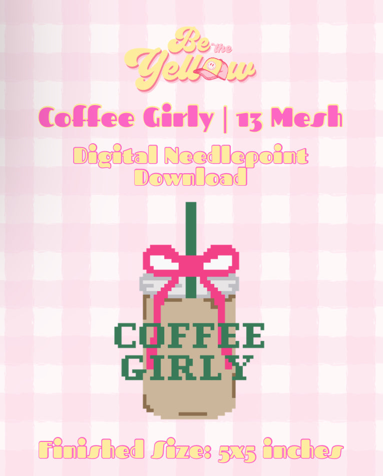 Coffee Girly Needlepoint Canvas | Digital File PDF