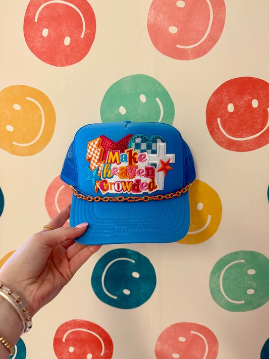 Make Heaven Crowded Patch Blue Trucker Hat | Adult
