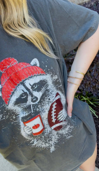 Football & Fall Racoon T-Shirt | (M-2XL)