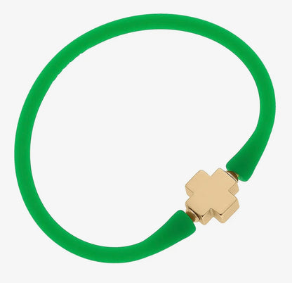 Bali 24K Gold Plated Cross
Bead Silicone Bracelet