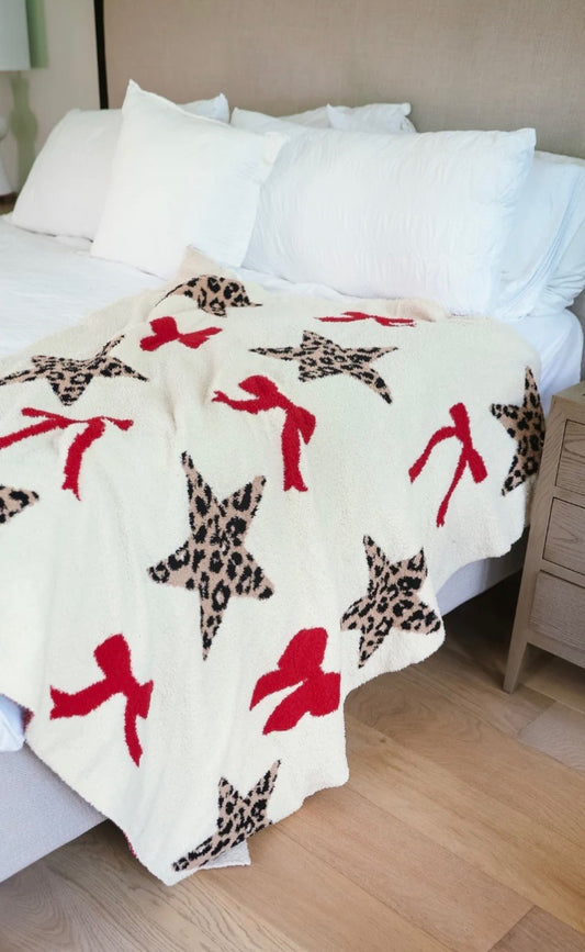 Leopard Star & Bow Blanket PREORDER