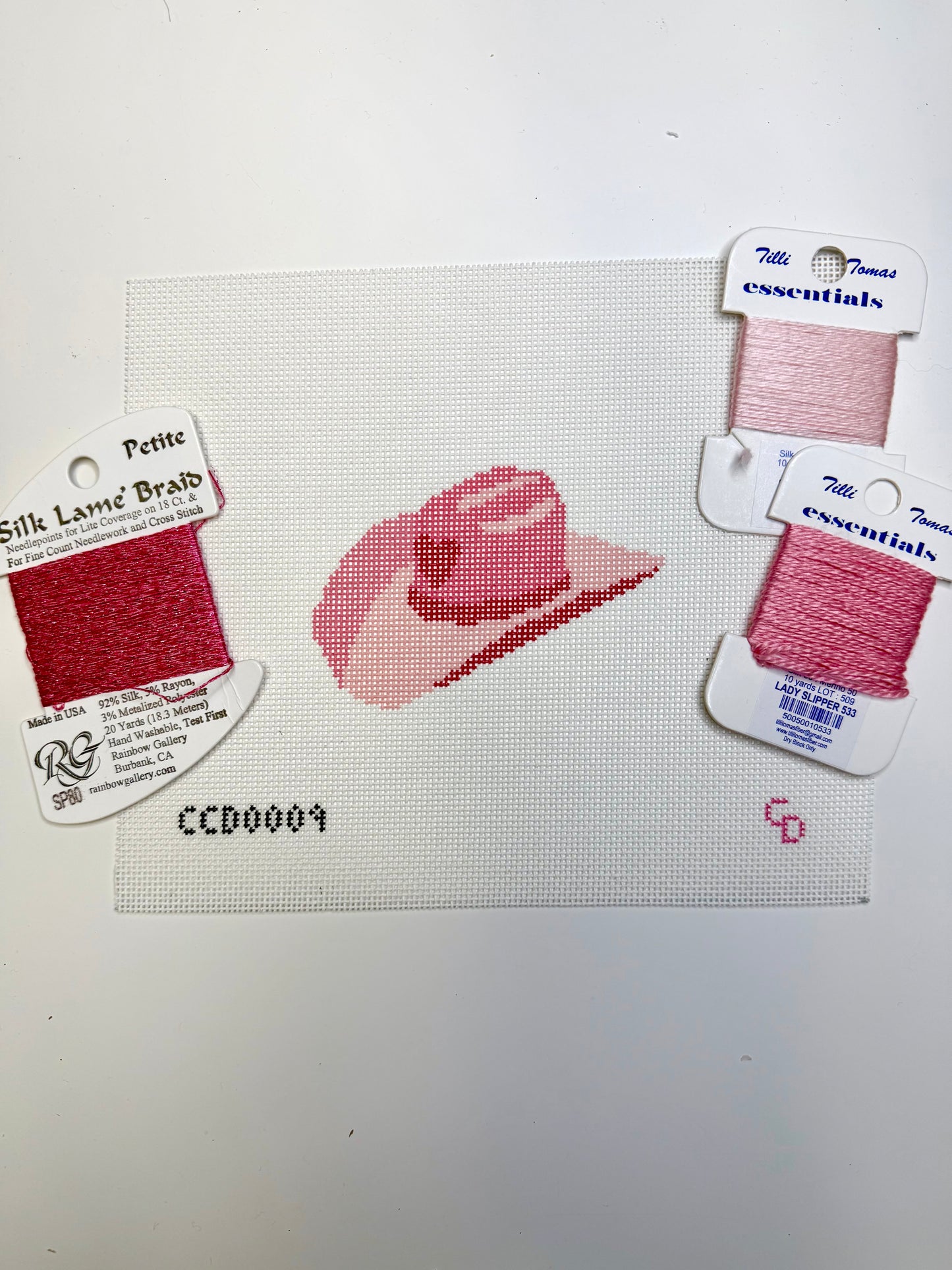 Pink Cowgirl Hat Needlepoint Canvas | 18 Mesh