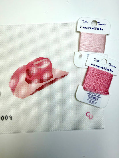 Pink Cowgirl Hat Needlepoint Canvas | 18 Mesh