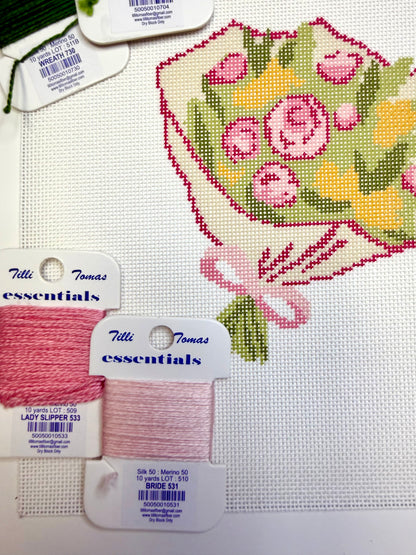Flower Bouquet Needlepoint Canvas | 18 Mesh