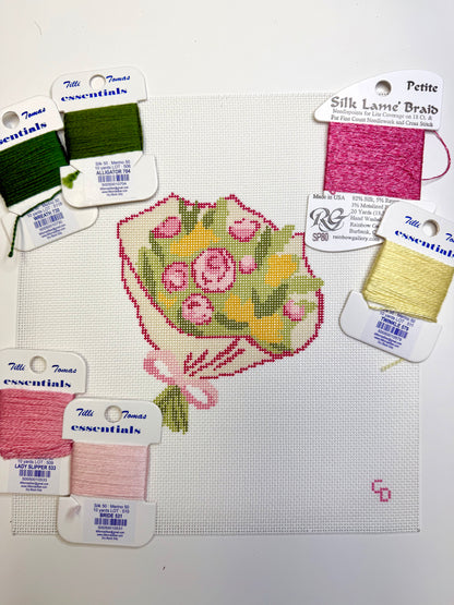 Flower Bouquet Needlepoint Canvas | 18 Mesh