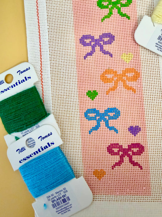 Colorful Bows Bookmark Needlepoint Canvas by BTY | 18 Mesh