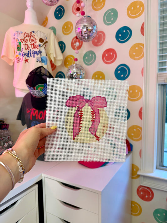 Baseball/Softball Bow Needlepoint Canvas by BTY | 13 Mesh