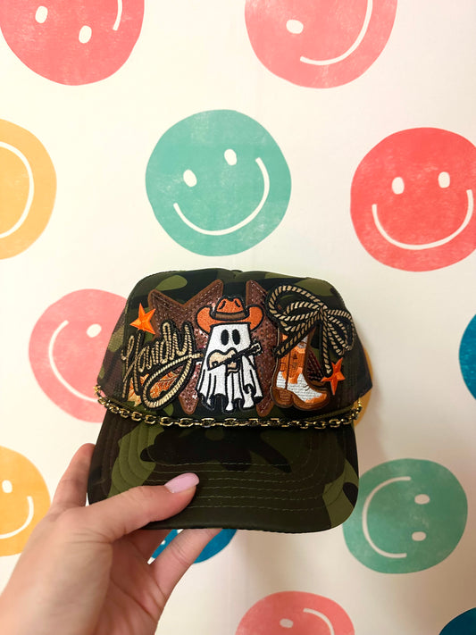 Camo Cowboy Ghost Trucker Hat