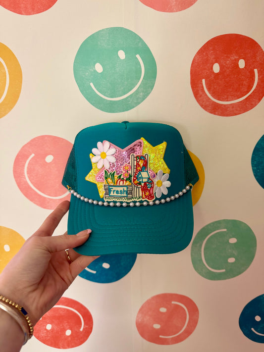 Jade Fresh Flowers Trucker Hat | Adult