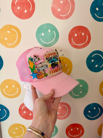 Pink Support Local Farmers Trucker Hat | Adult