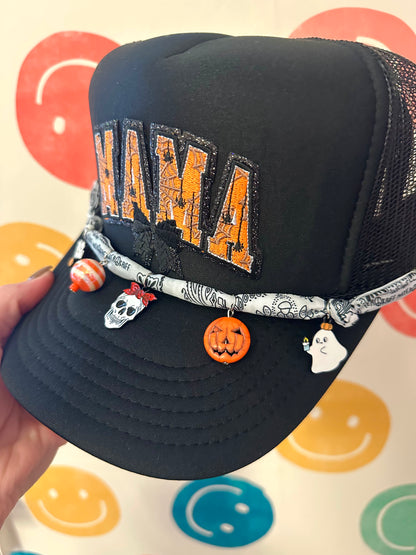Halloween Mama Trucker Hat + Charmed Fabric Chain