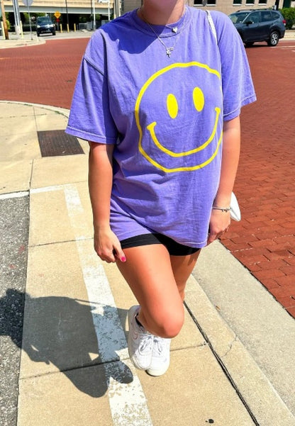Happy Face T-Shirt | Purple or Blue | Overstock