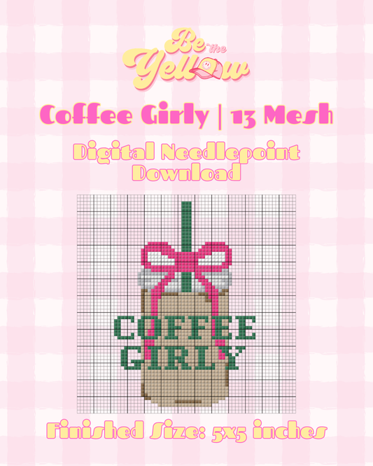 Coffee Girly Needlepoint Canvas | Digital File PDF